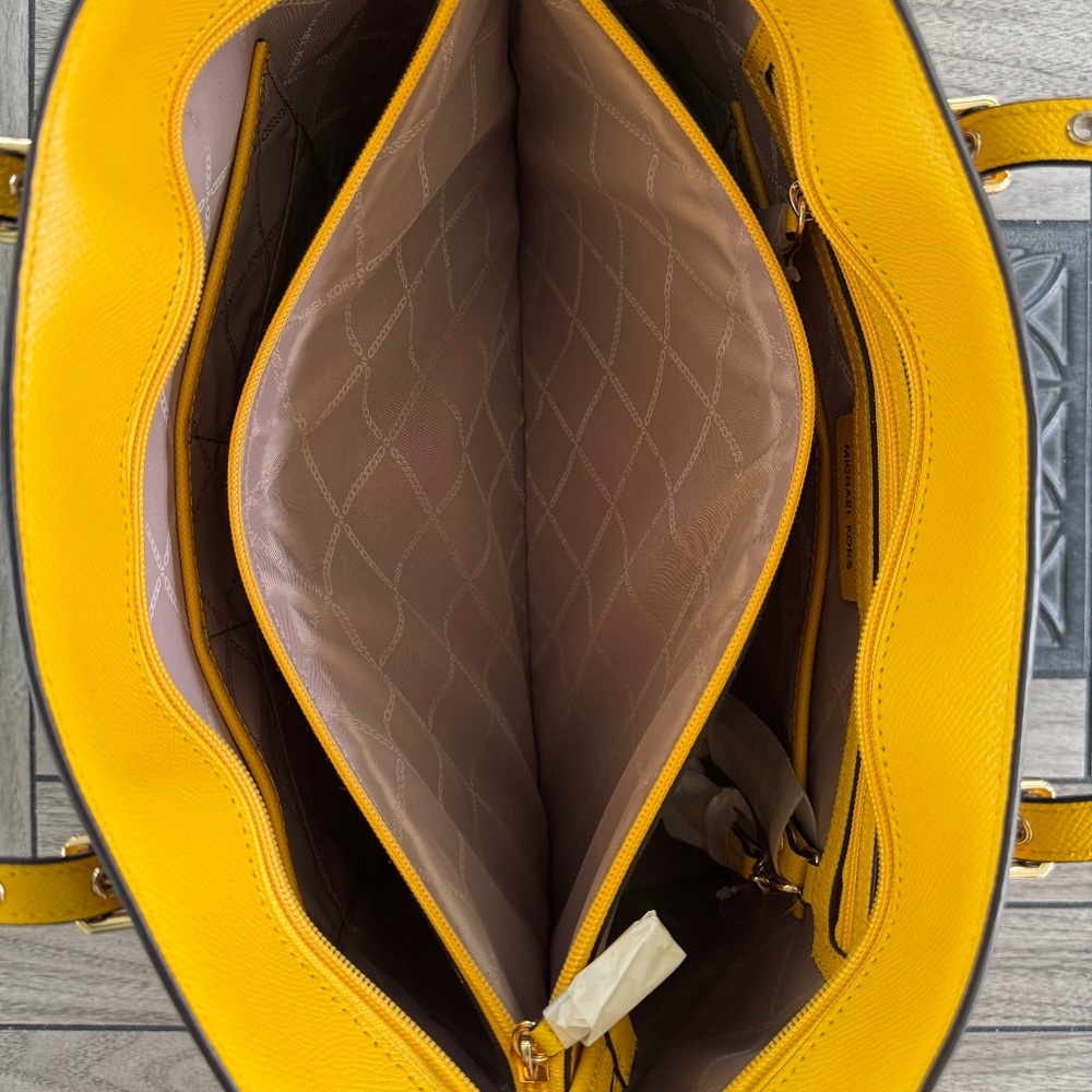Michael Kors Large Voyager Leather and Fabric Tote